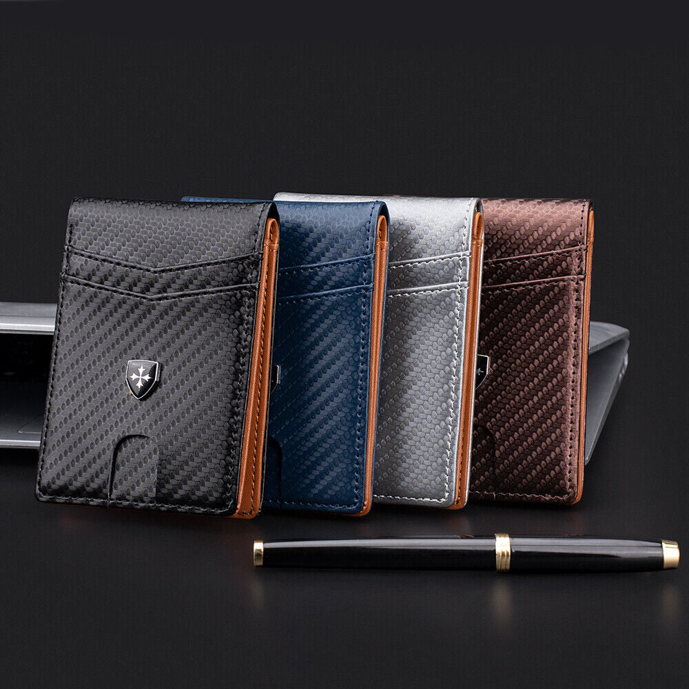 Men's RFID Blocking Wallet Slim Bifold – Minimalist Leather Card Holder for Front Pocket | Stylish & Secure Gift for Anniversary, Birthday, Christmas
