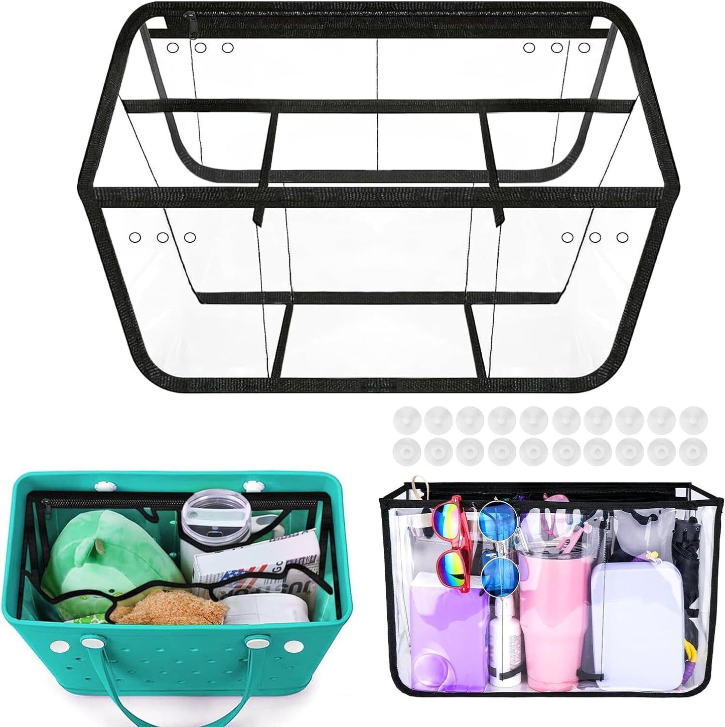 Clear Beach Bag Organizer Insert Compatible with Original Bogg X Large Zipper