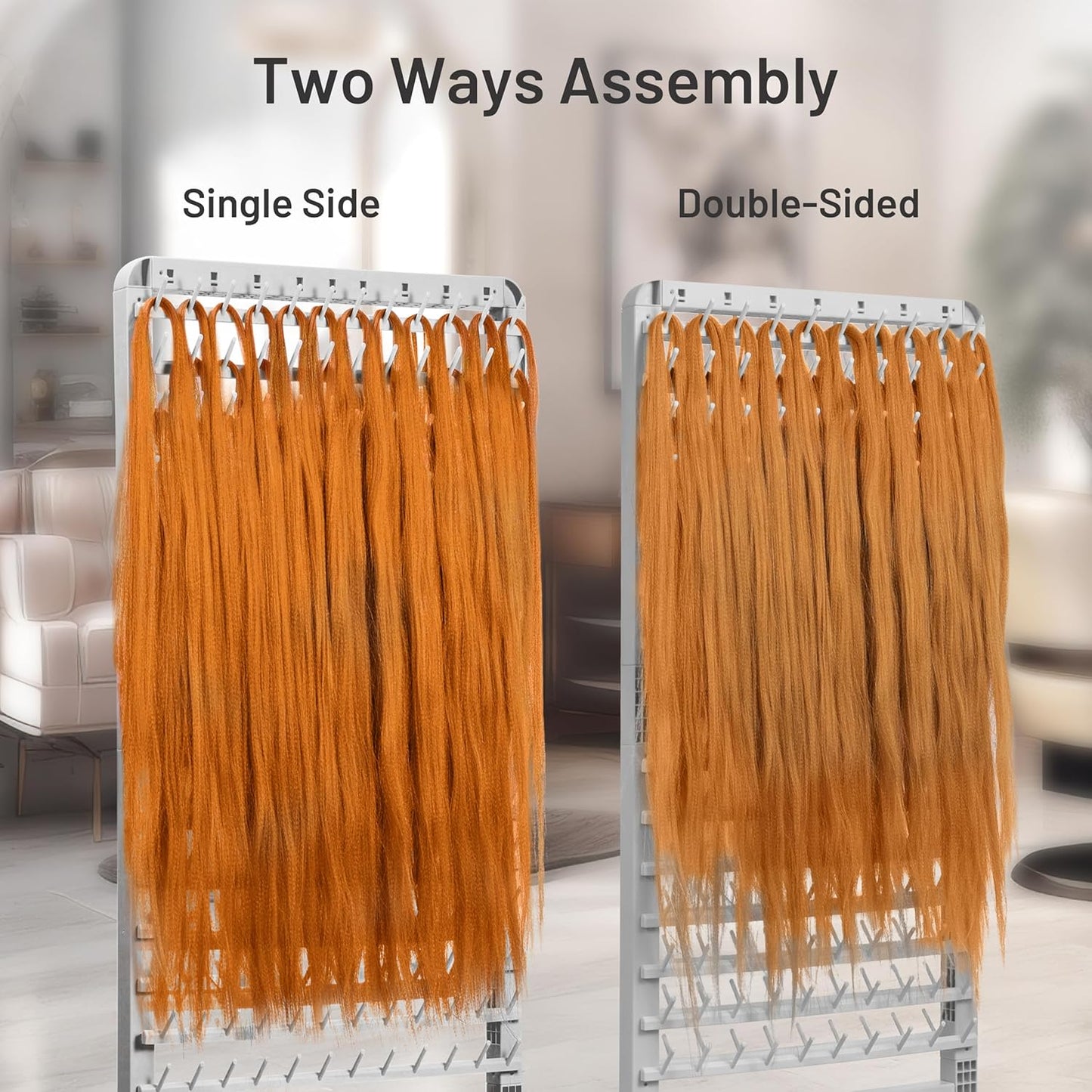 Braiding Hair Rack with 280 Pegs - Adjustable 2-Sided Hair Braiding Stand with Wheels for Tangle-Free Extensions & Storage