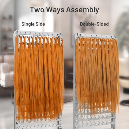 Braiding Hair Rack with 280 Pegs - Adjustable 2-Sided Hair Braiding Stand with Wheels for Tangle-Free Extensions & Storage