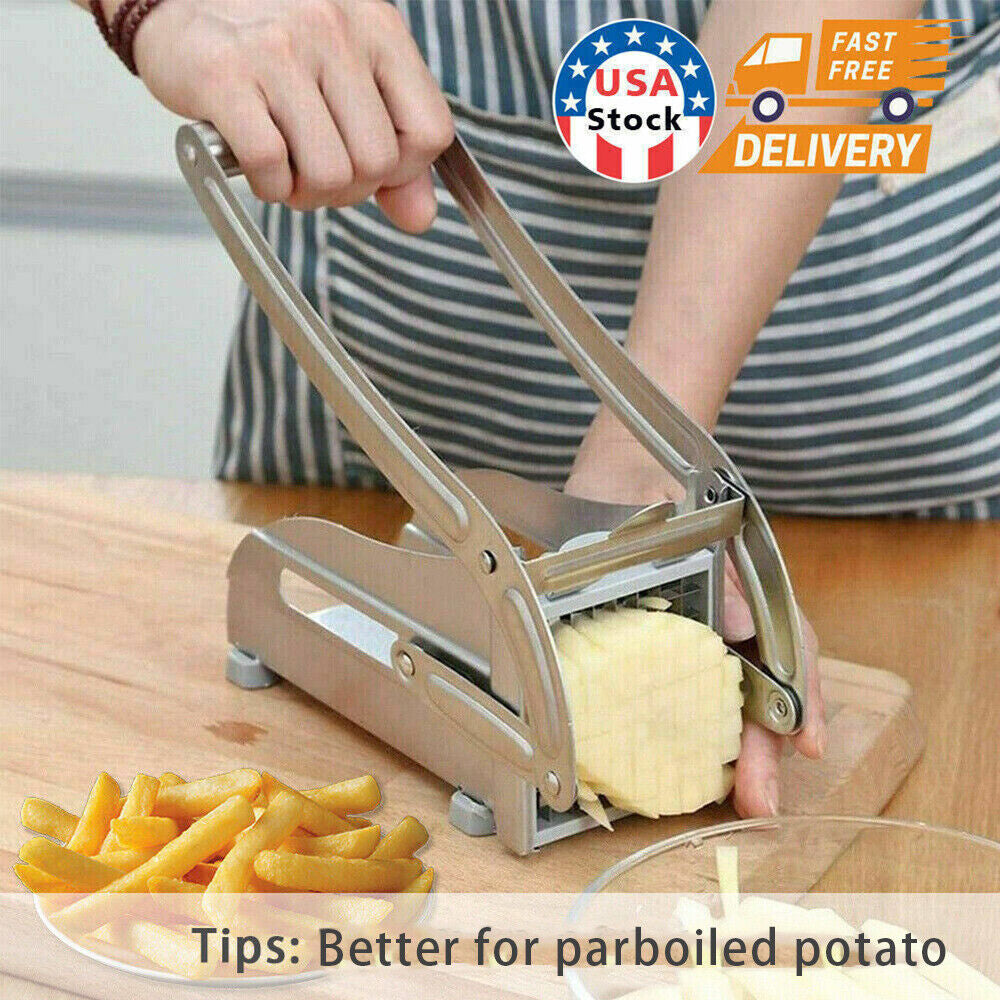 Stainless Steel Potato Slicer & French Fry Cutter, Durable, Safe, Skid-Proof Handle, Perfect for Homemade Fries & Veggie Snacks – Kitchen Essential