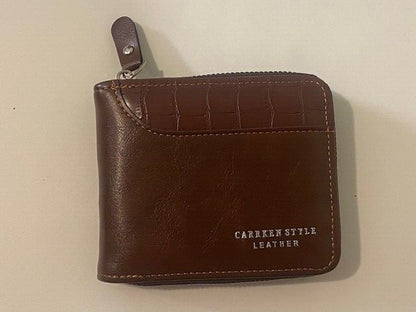 Men'S Wallet Carrken Style Leather, Zipped, Credit Card, Light Brown