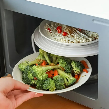 2-Tier Microwave Food Tray – Stacking Shelf, Splatter Guard & Carry Tray, Random