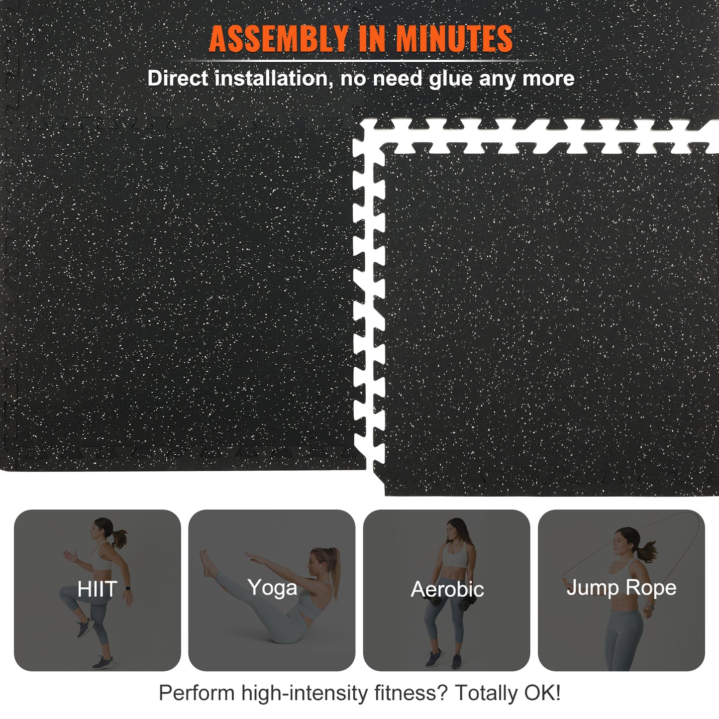 6/12/25 Pack Exercise Floor Mat Interlocking Tiles Foam W/ 24 X24 X 0.5''