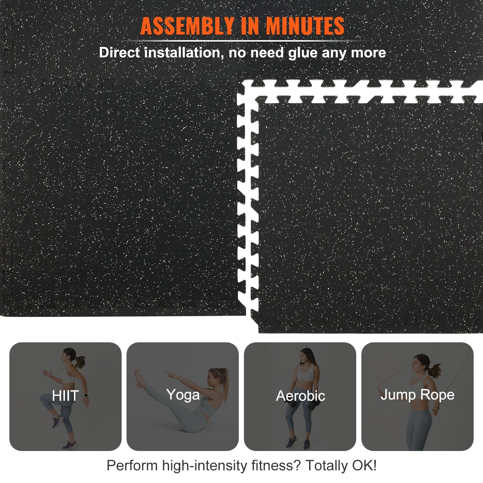 6/12/25 Pack Exercise Floor Mat Interlocking Tiles Foam W/ 24 X24 X 0.5''