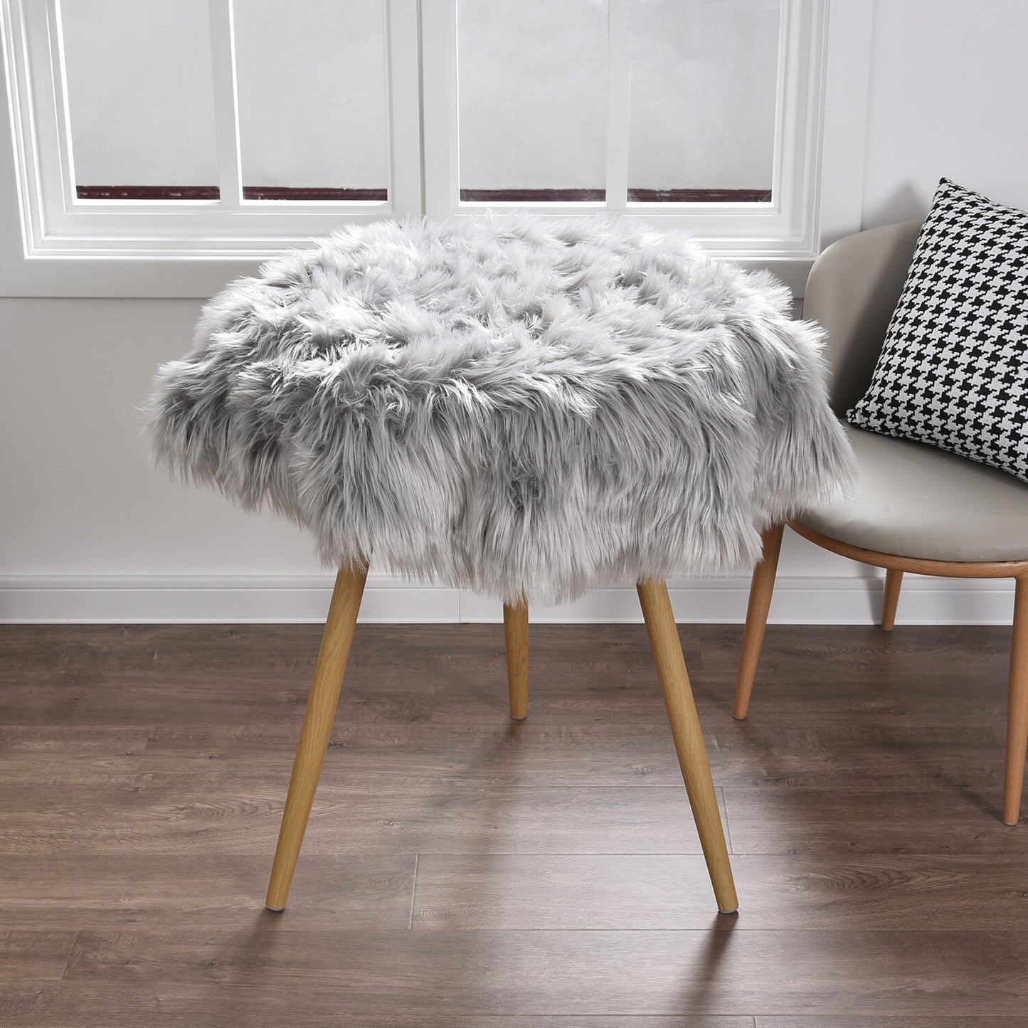 Faux Fur Sheepskin Fluffy Area Rugs round Shaggy Carpet for Bedroom Living Room