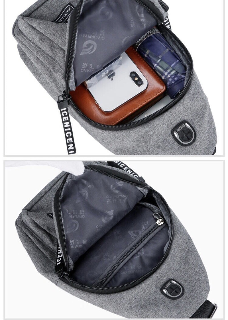 Mens Sling Bag Cross Body Handbag Chest Bag Shoulder Pack Sports Travel Backpack