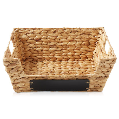 2Pk Wide Pantry Baskets, Hyacinth Wicker Kitchen Storage Bins for Shelves