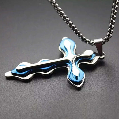 Cross Pendant Necklace Silver Stainless Steel Unisex'S Chain Crucifix Men Women