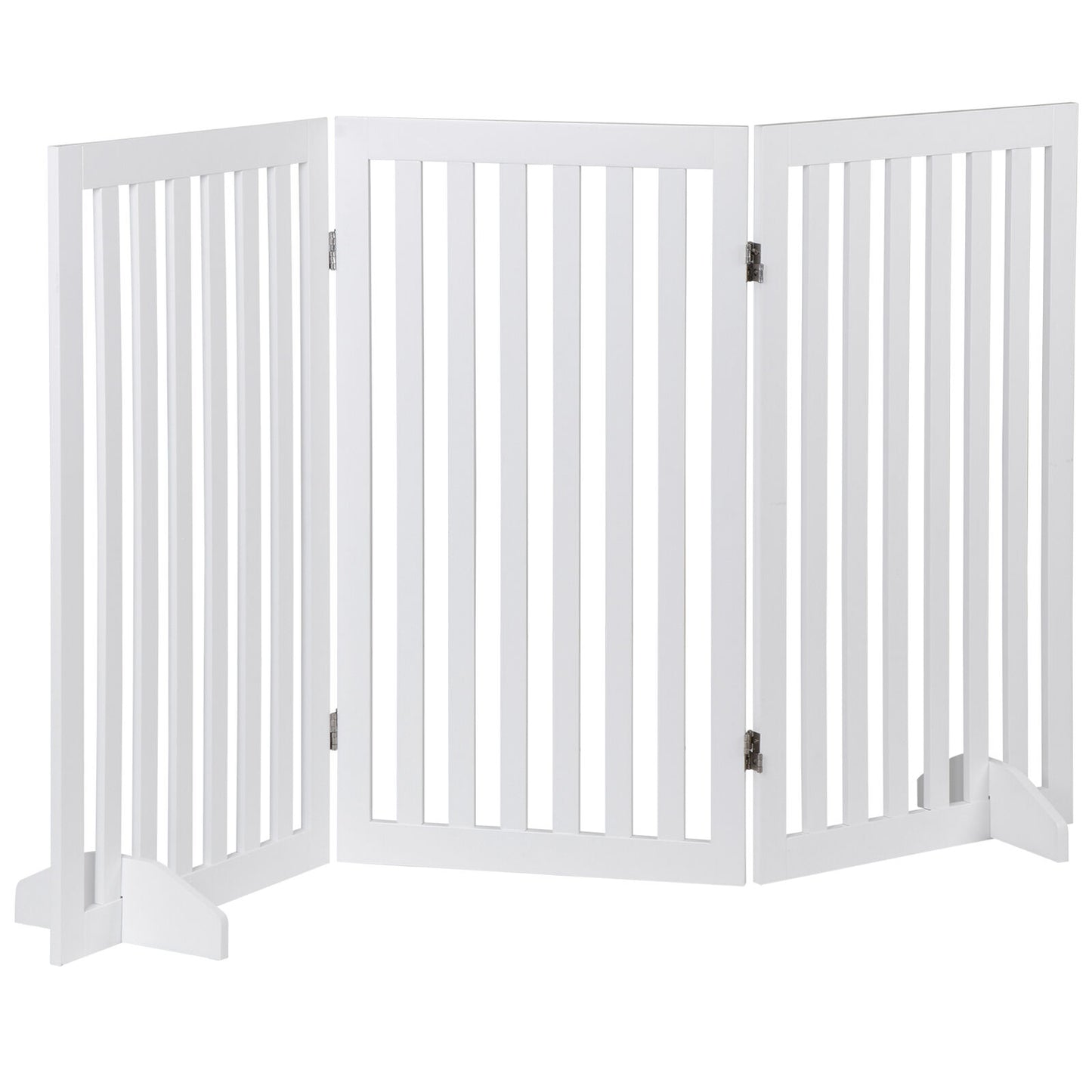 36''H Foldable Dog Gate with 3 Panels – Expandable Freestanding Pet Barrier for Doorways, Stairs, & More, Durable MDF, No Assembly, Anti-Slip Design