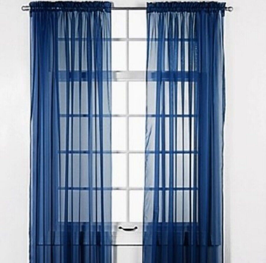 2 Piece Sheer Voile Window Elegance Curtains Drape Treatment 63, 84 Length