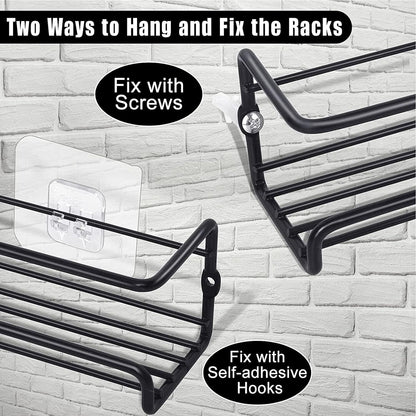 4 Packs Kitchen Spice Rack Organizer Storage Shelf Cabinet Jar Holder Wall Mount