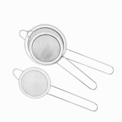 colander, Stainless Steel Fine Mesh Strainer Set – 3 Sizes,Durable & Rust-Resistant, Perfect for Sifting, Kitchen Utensils Hanging Holes Stackable Tea