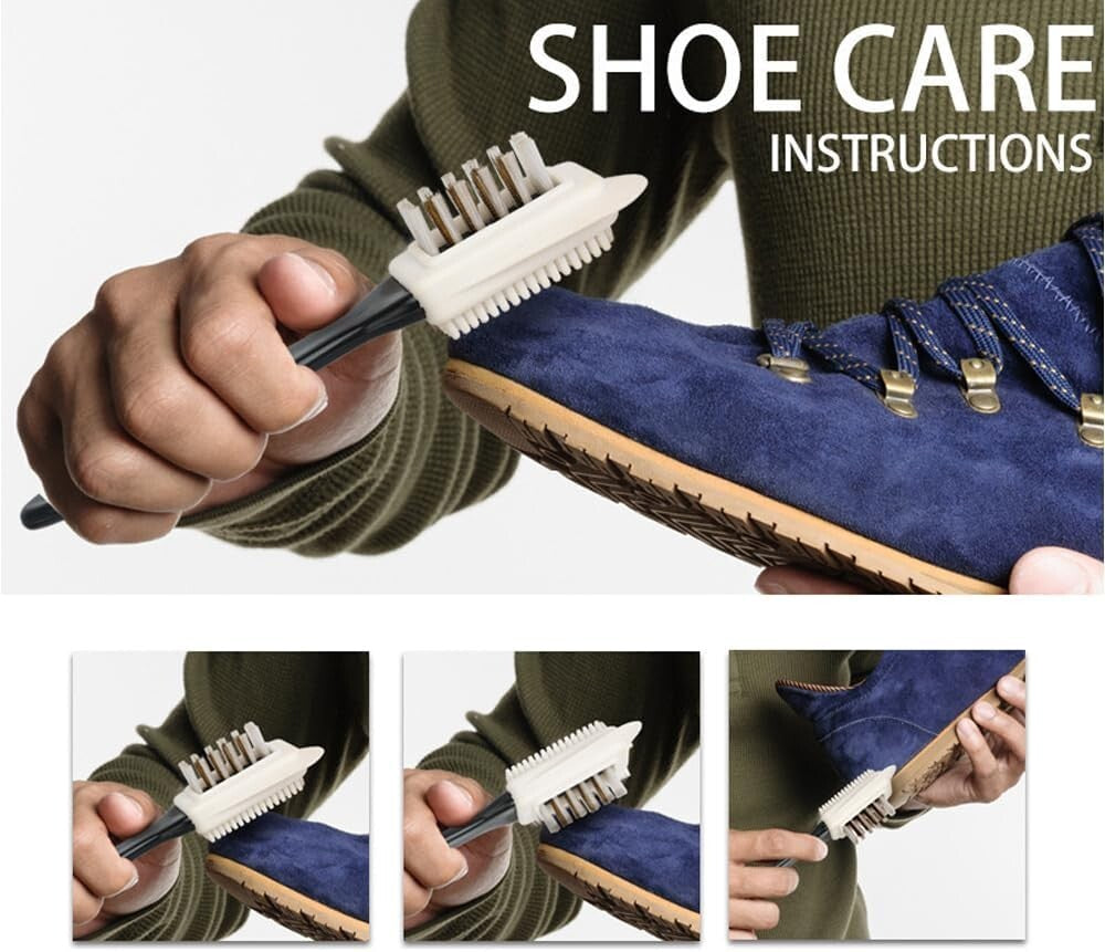 Suede & Nubuck Leather 4 Way Cleaning Caring Brush Shoe & Boots Cleaner Essentia