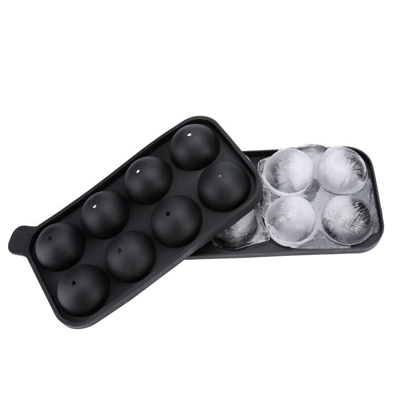 Silicone Ice Cube Ball Maker – 8 Large Round Ice Sphere Molds for Cocktails, Whiskey & More – Food-Grade, Easy Release, Reusable Tray with Funnel