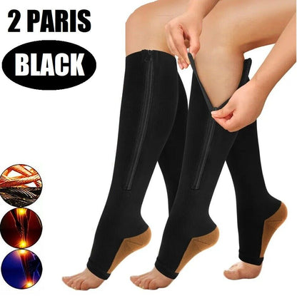 tame impala leg warmers 2 PAIRS Zip up Open Toe Compression Zipper Socks Calf Support Stocking Women Men Breathable Comfort Fabric Womenswear