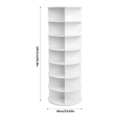 7-Tier Rotating Shoe Rack Tower 360° Spinning Shoe Display Carousel White