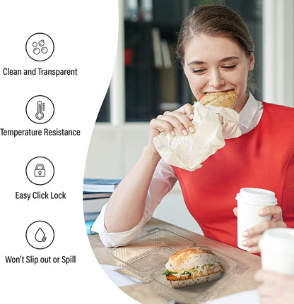 MT Products Clear Plastic Hinged Loaf Containers 8" X 4" X 3.85" - Pack of 20