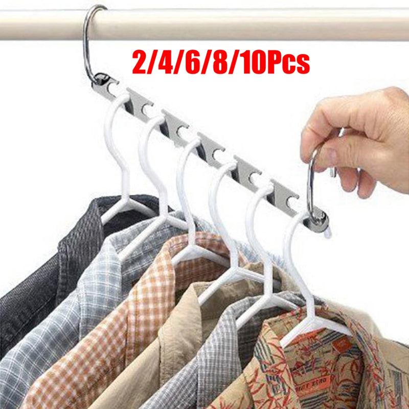 2-10X Magic Metal Wonder Hanger Closet Space Saver Organizer Rack Clothes Hooks