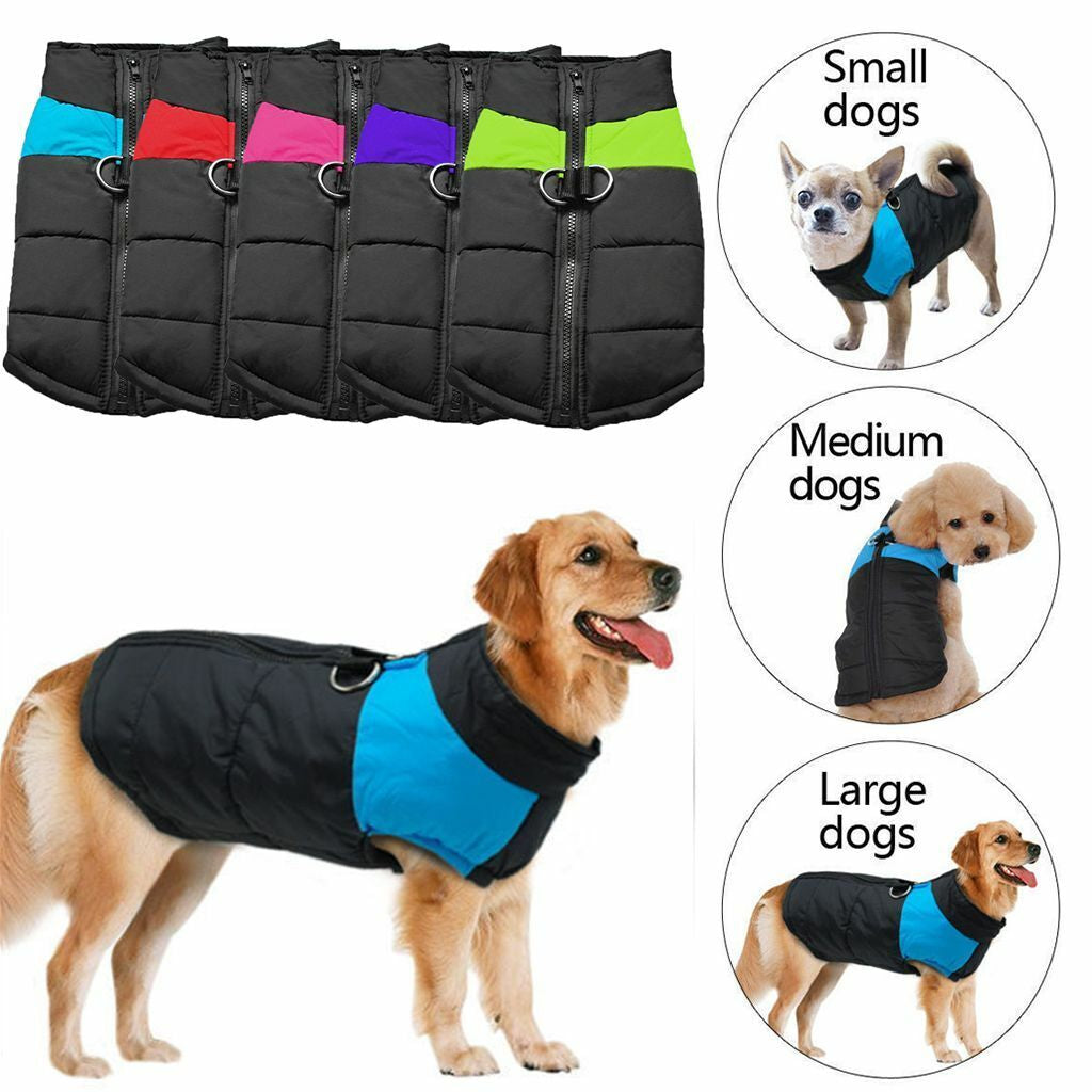 Pet Dog Vest Jacket – Waterproof & Warm Winter Coat | Padded, Windproof, Cozy Fit with Leash Hook | Stylish & Comfy Cold-Weather Dog Clothes