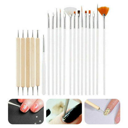 27 Pcs Nail Art Gel Design Pen Painting Polish Brush Dotting Drawing Tools Set