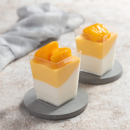 50 Count 5OZ Dessert Cups with Lids and Spoons Square Plastic Dessert Cups Cl...