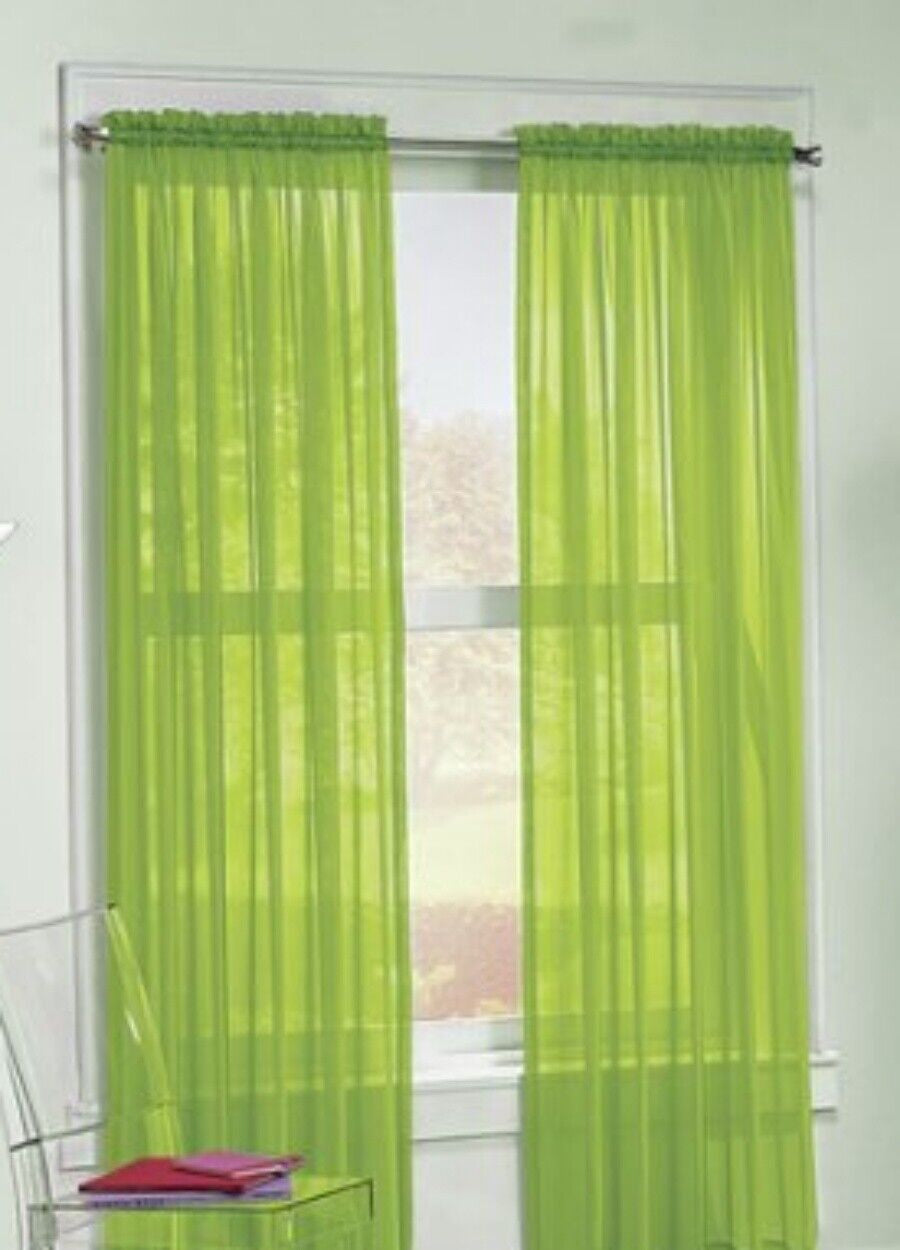 2 Piece Sheer Voile Window Elegance Curtains Drape Treatment 63, 84 Length