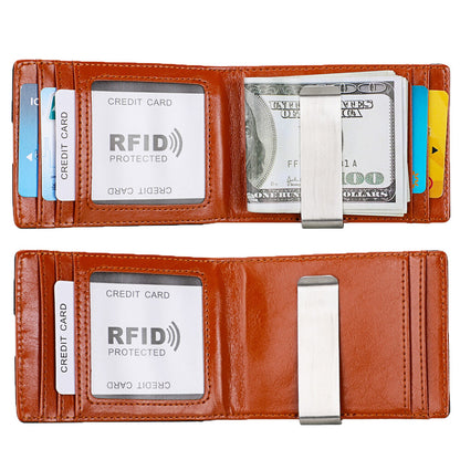 RFID Blocking Men Ultra-Thin Leather Wallet Front Pocket Cash Card Holder Purse