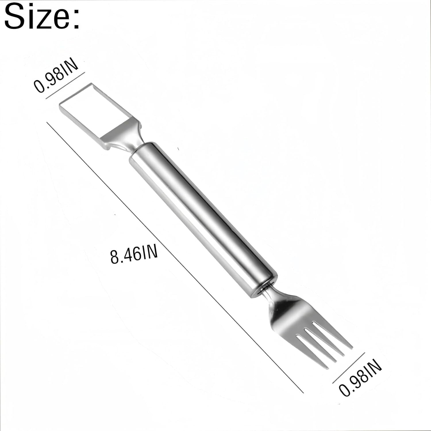 2-In-1 Watermelon Fork Slicer Cutter, Stainless Steel Silver Gray
