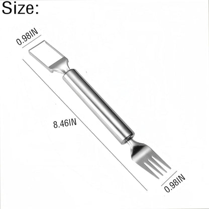 2-In-1 Watermelon Fork Slicer Cutter, Stainless Steel Silver Gray