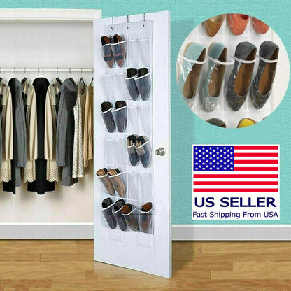 Over the Door Shoe Organizer Rack Hanging Storage Holder Hanger Bag Closet 24