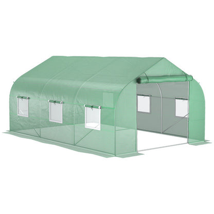 Large Walk-In Greenhouse 12x10x7 FT - Portable Outdoor Hot House, Heavy-Duty Steel Frame, UV-Resistant Cover, Roll-Up Doors & Windows for Ventilation