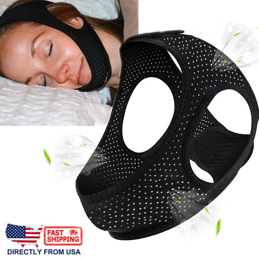 Anti Snor Chin Strap Stop Sleep Snoring Apnea Belt Jaw Support Solution Safety