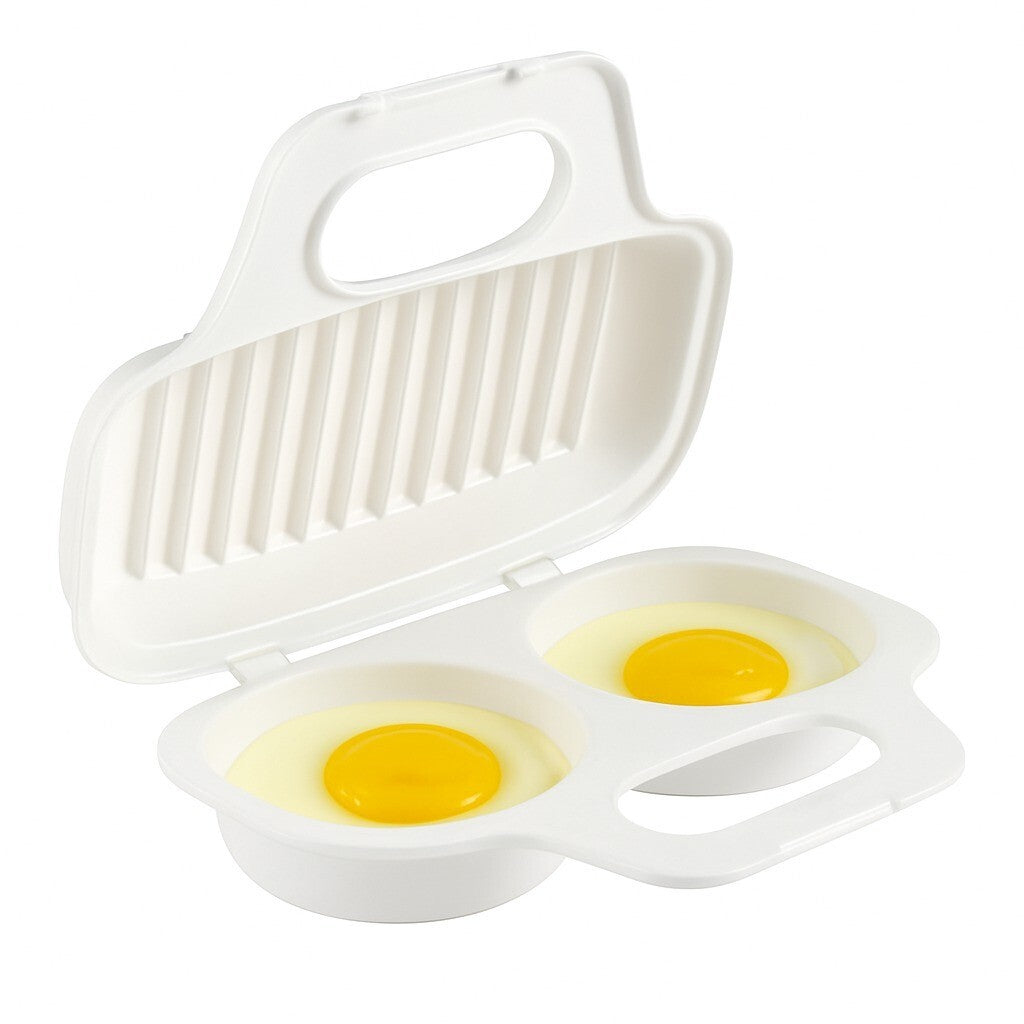 Microwave Egg Poacher – 2-Cavity Bpa-Free Cooker for Quick Healthy Eggs Fast