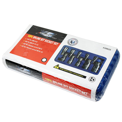 10Pc XZN Triple Square 12 Point Spline Bit Socket Set 4MM - 12MM