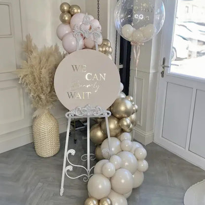White and Gold Balloons, 12 Inch White Sand Gold Metallic Latex Balloons, Beige