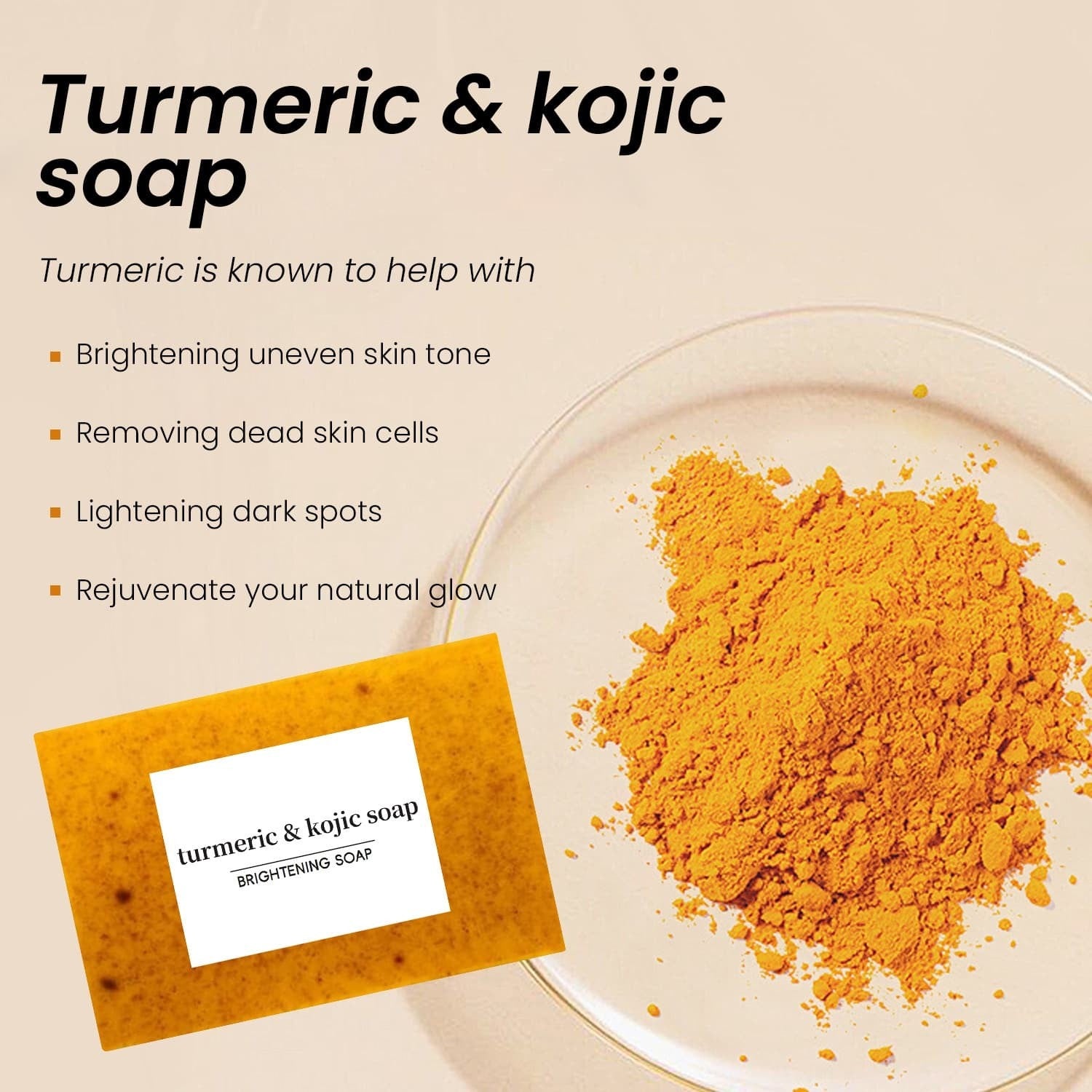2-Pack Turmeric Glow Soap Bar - Lemon & Kojic Acid, Removing Dark Spots