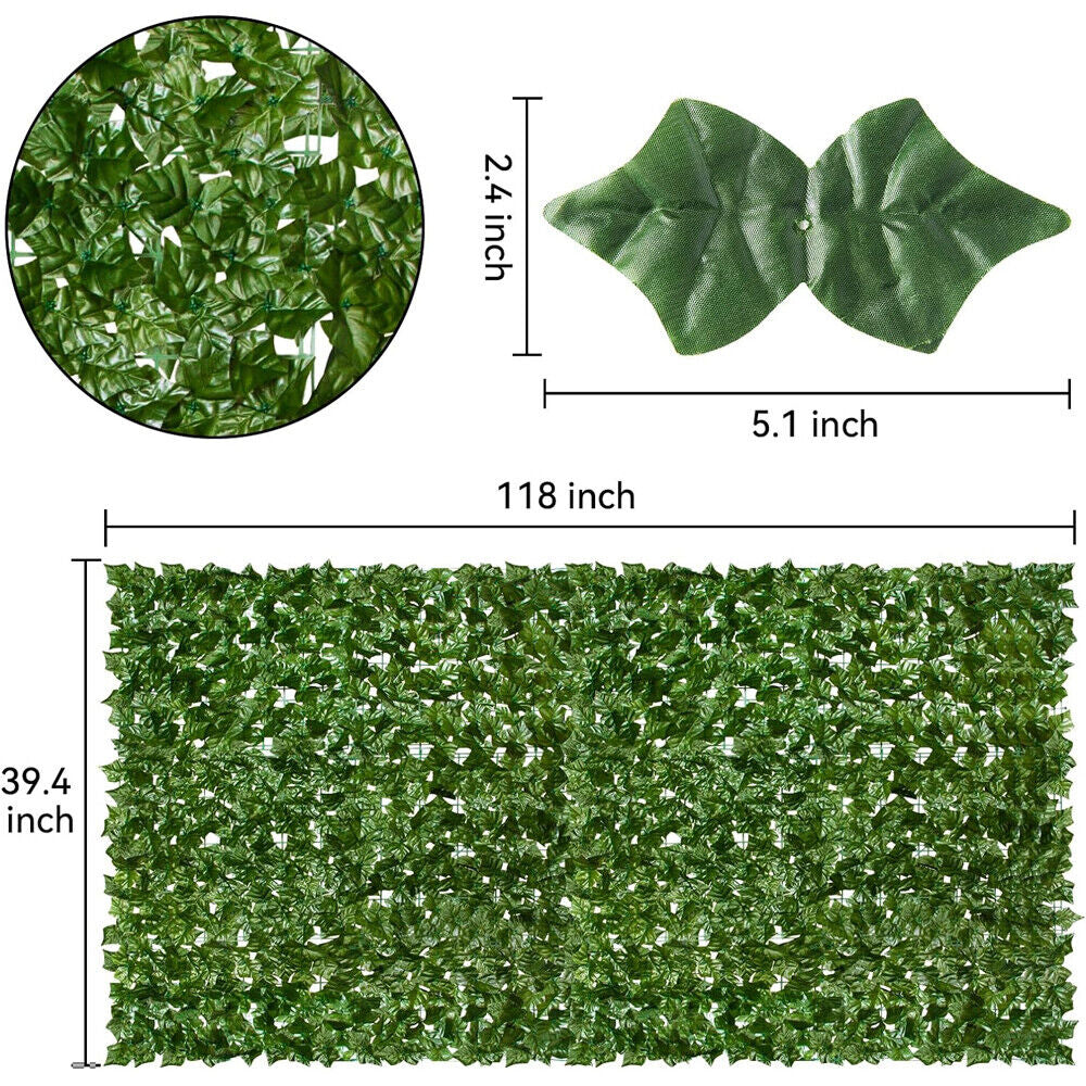 118"X39" Artificial Faux Ivy Leaf Hedge Fencing Privacy Fence Garden Decorate