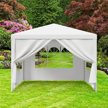 Trending 10'x10' White Party Tent | Outdoor Canopy Gazebo for Weddings, BBQs & Events w/ 4 Removable Walls, Waterproof Cover & Steel Frame