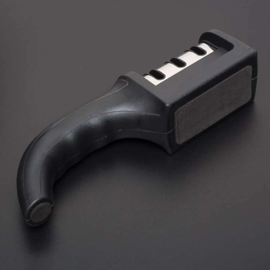 Knife Sharpener for Kitchen Knives, 4-in-1 Manual Blade Sharpener – Easy & Safe Tool for Restoring Sharp Edges at Home, Works on All Blades!