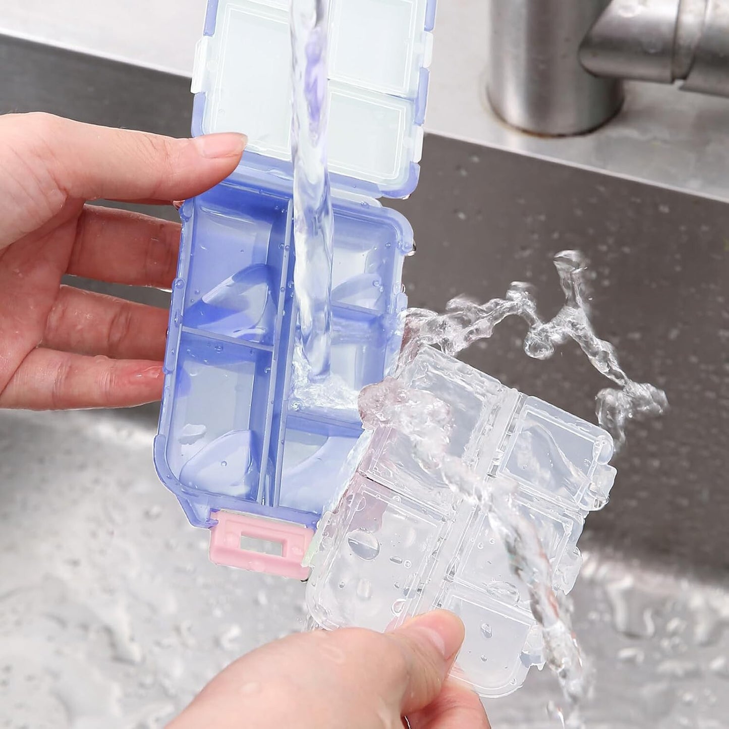 3PCS Pill Organizer 10 Compartments Travel Pill Box Portable Folding Small Case