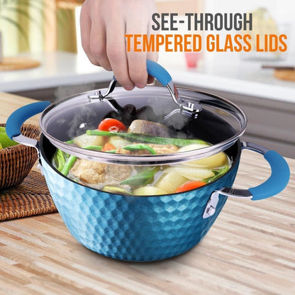 Nutriche Cooking Pot W/ Lid - Stylish Cookware with Elegant Diamond Pattern