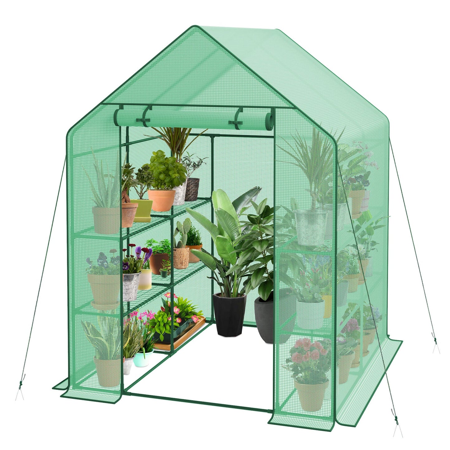 TikTok Trending! Mini Walk-In Greenhouse - 8 Shelves, 3 Tiers for Plants, Weather-Resistant, Portable, Breathable, Sturdy & Perfect for Small Spaces