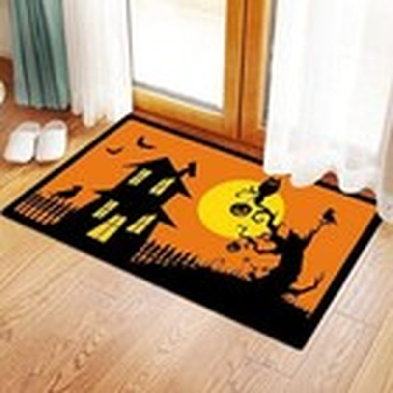 Halloween Doormat Non Slip Front Door Mat, Easy to Clean Low Profile Mat for Ent