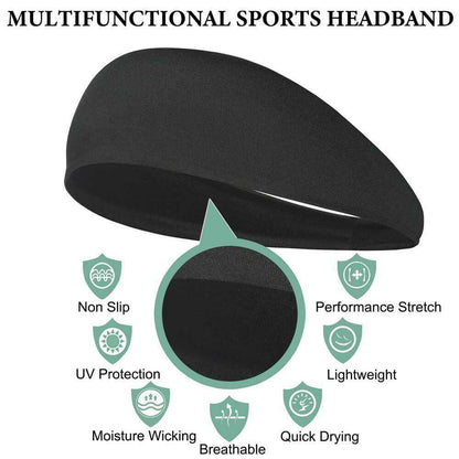 Sweatbands Sports Headband for Men & Women – Moisture-Wicking, Quick-Dry, Stretchy & Soft – Perfect for Gym, Running, Yoga, Basketball & More