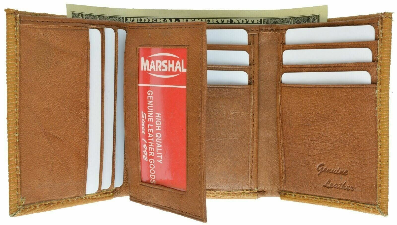 Wallets Mens Crocodile Embossed Credit Card ID Leather Brown Trifold Wallet