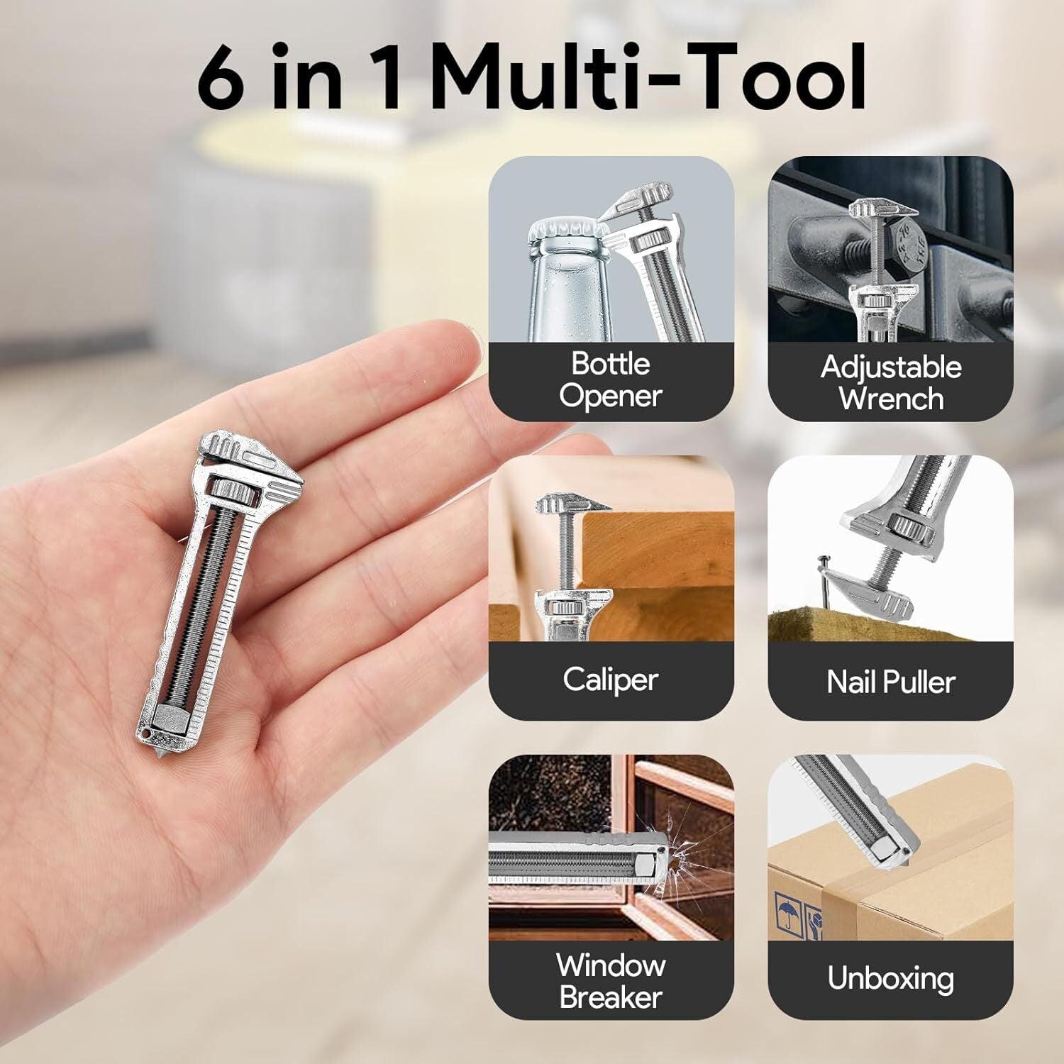 3×Compact Titanium Multitool Alloy Everyday Multi Functional Wrench Spanner Mini