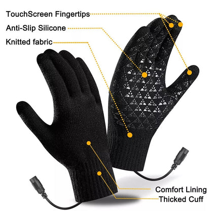 Heated Gloves Electric Rechargeable Battery Hand Warm Windproof Thermal Winter