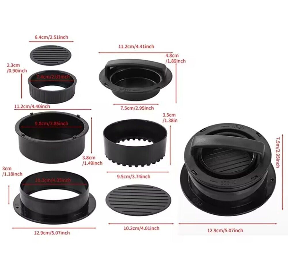 3-In-1 Burger Press Patty Maker – Stuffed Hamburger Press Kit + 100 Wax Papers