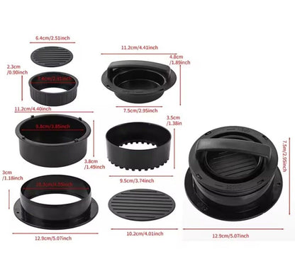 3-In-1 Burger Press Patty Maker – Stuffed Hamburger Press Kit + 100 Wax Papers